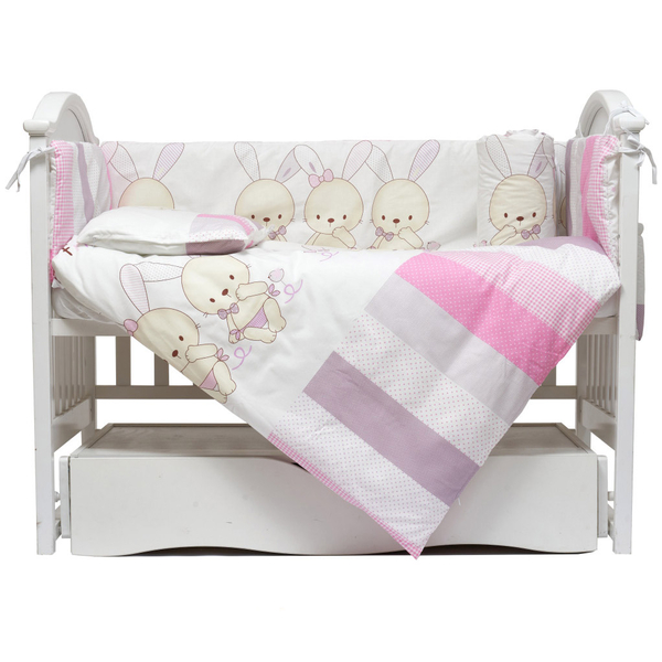 Постільний комплект Twins Dolce Друзі зайчики, 7 ел., рожевий (4060-D7-002) - Pampik - 2