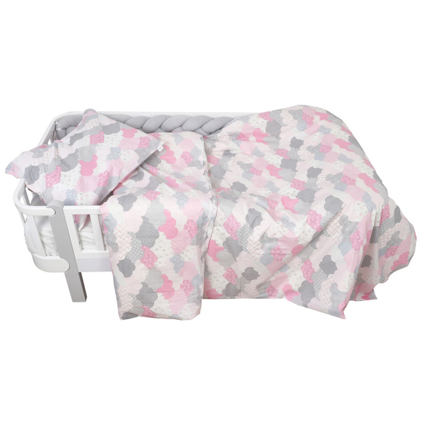 Комплект постільної білизни Twins Хмаринки, полуторний, 4 предмети, рожевий з сірим (1185-TС-08) - Pampik