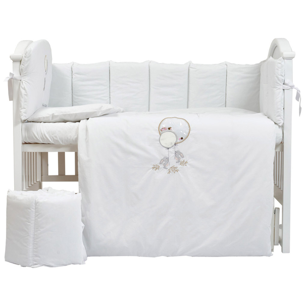 Постільний комплект Babycentre & Twins Welcome to the world, 6 елементів, білий (4012-BTWW-01) - Pampik