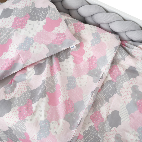 Комплект постільної білизни Twins Хмаринки, полуторний, 4 предмети, рожевий з сірим (1185-TС-08) - Pampik - 3