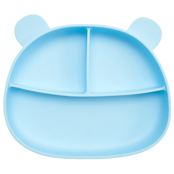 Тарелка силиконовая Twins Мишка трехсекционная, на присоске, голубой (TRV-03-04) - Pampik