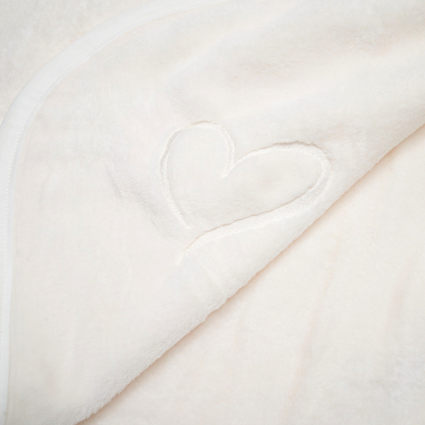 Плед Twins Love, велюр з вишивкою, 90х90 см, молочний (1426-TVL-202) - Pampik - 3