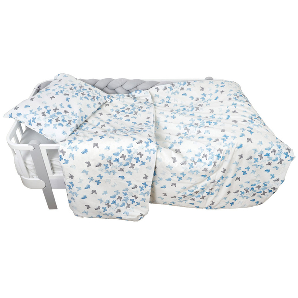 Комплект постільної білизни Twins Butterfly, полуторний, 4 предмети, білий з принтом (1185-TPB-04W) - Pampik