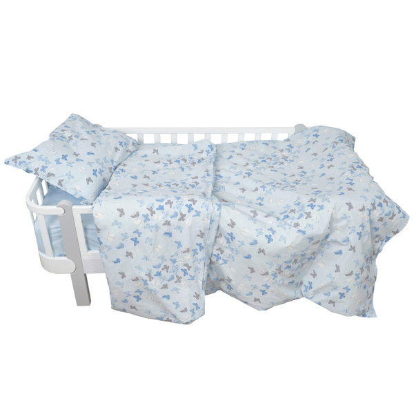 Комплект постільної білизни Twins Butterfly, полуторний, 4 предмети, блакитний з принтом (1185-TPB-04) - Pampik