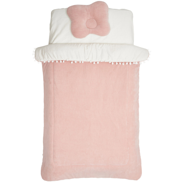Постільний комплект Twins, велюр/сатин, 120х60 см, 3 предмети, пудровий (4077-TW-24) - Pampik