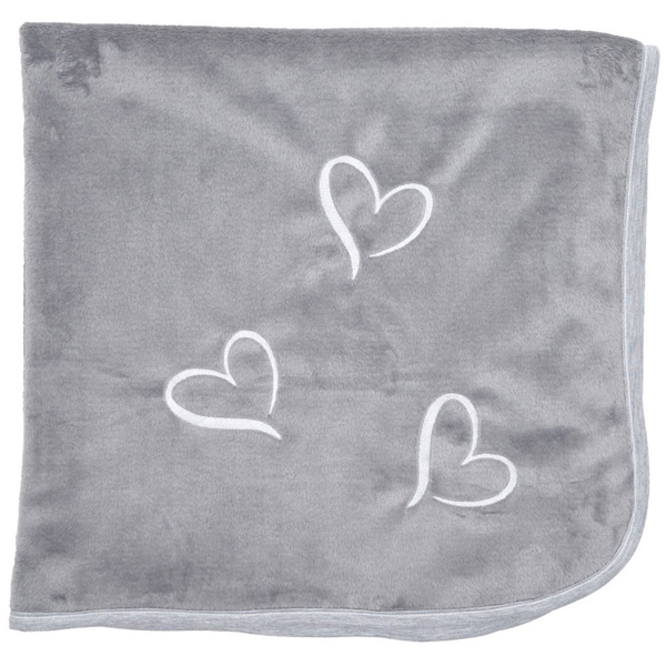 Плед Twins Love, велюр з вишивкою, 90х90 см, сірий (1426-TVL-10) - Pampik