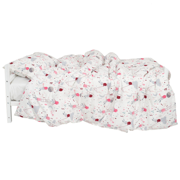 Комплект постільної білизни Twins Soft для дівчинки, полуторний, фланель, 4 предмети, білий з принтом (1115-TPS-26) - Pampik