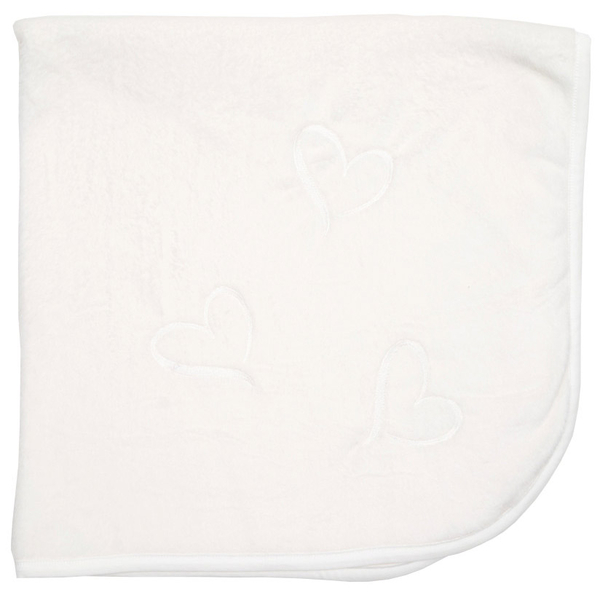 Плед Twins Love, велюр з вишивкою, 90х90 см, молочний (1426-TVL-202) - Pampik