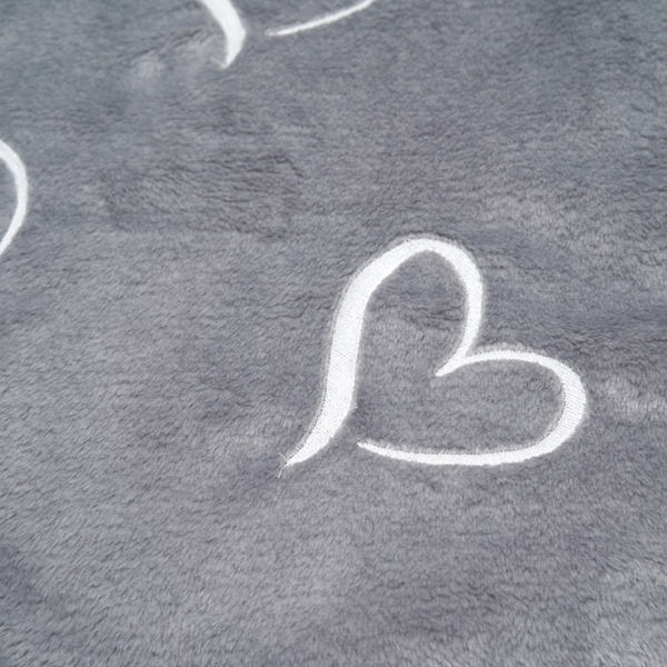 Плед Twins Love, велюр з вишивкою, 90х90 см, сірий (1426-TVL-10) - Pampik - 2