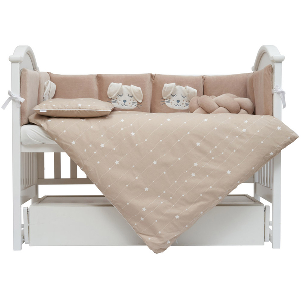 Постільний комплект Twins Кролик, 7 ел., бежевий (4075-TК-02) - Pampik