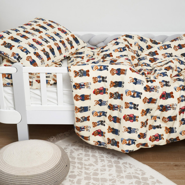 Комплект постільної білизни Twins Soft для хлопчика, полуторний, фланель, 4 предмети, білий з принтом (1115-TPS-25) - Pampik - 3