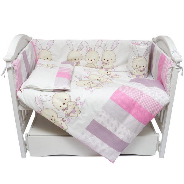 Постільний комплект Twins Dolce Друзі зайчики, 7 ел., рожевий (4060-D7-002) - Pampik
