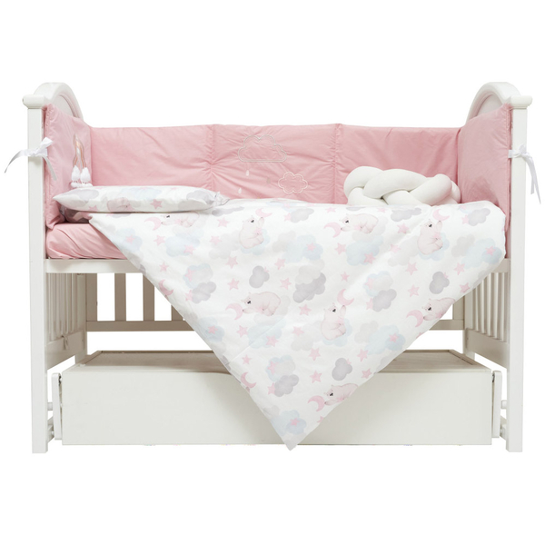 Постільний комплект Twins Fluffy Puffy, 7 елементів, bear pink (4076-TFP-08B) - Pampik