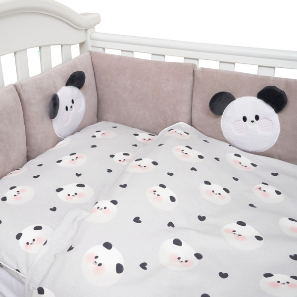 Постільний комплект Twins Panda, 7 елементів, сірий (4075-TP-10N) - Pampik - 3