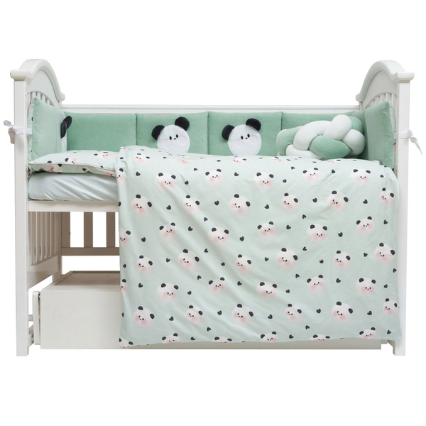 Постільний комплект Twins Panda, 7 елементів, ментоловий (4075-TP-14) - Pampik - 2