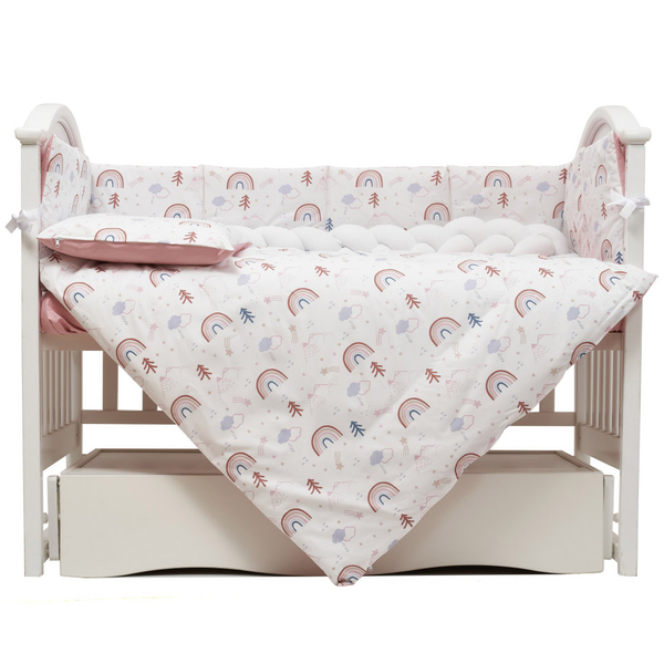 Постельный комплект Twins Rainbow, 7 элементов, пудровый (4073-TR-24) - Pampik