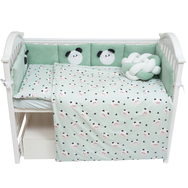 Постільний комплект Twins Panda, 7 елементів, ментоловий (4075-TP-14) - Pampik