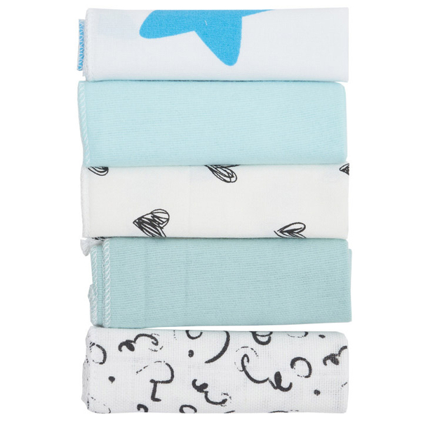 Салфетки детские Twins, хлопок, 20х20 см, 5 шт, multicolor (1602-ST5-20) - Pampik