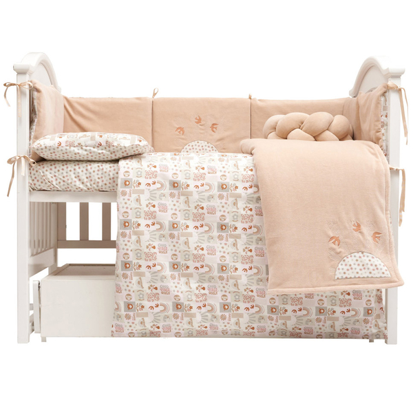 Постільний комплект Twins Be Happy з пледом, 8 елементів, бежевий (4078-TBH-02) - Pampik - 2