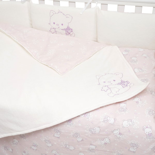 Постільний комплект Twins Be Happy з пледом, 8 елементів, рожевий (4078-TBH-08) - Pampik - 3