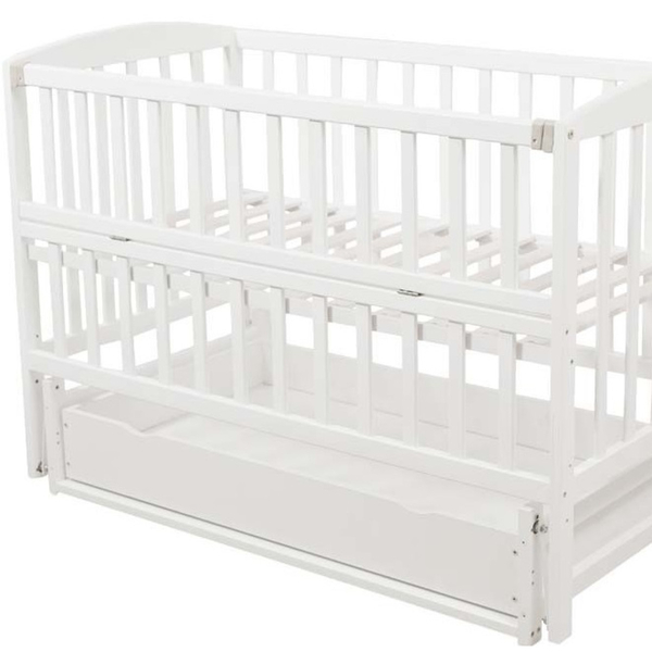 Ліжечко Goydalka Valeri з шухлядою, 120х60 см, білий (9800-GV-01) - Pampik