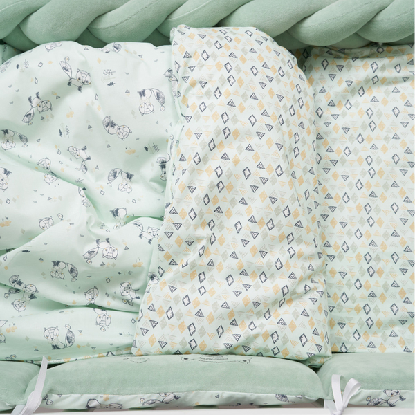 Постільний комплект Twins Be Happy з пледом, 8 елементів, м'ятний (4078-TBH-14) - Pampik - 6