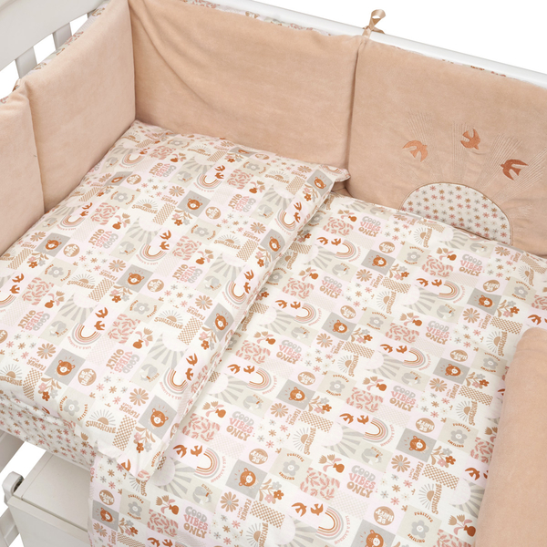 Постільний комплект Twins Be Happy з пледом, 8 елементів, бежевий (4078-TBH-02) - Pampik - 6