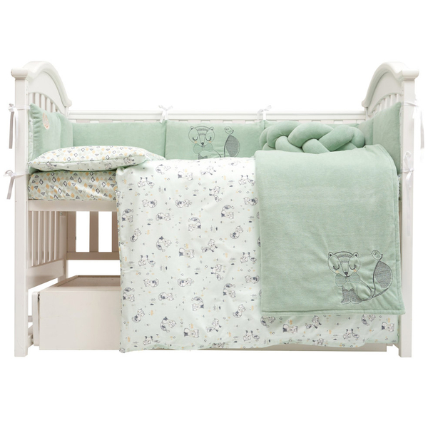 Постільний комплект Twins Be Happy з пледом, 8 елементів, м'ятний (4078-TBH-14) - Pampik - 2