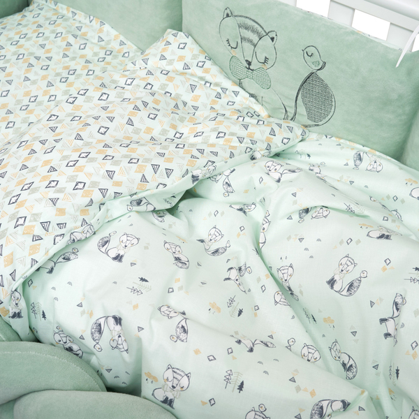 Постільний комплект Twins Be Happy з пледом, 8 елементів, м'ятний (4078-TBH-14) - Pampik - 7