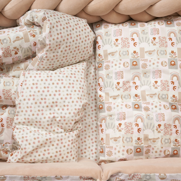 Постільний комплект Twins Be Happy з пледом, 8 елементів, бежевий (4078-TBH-02) - Pampik - 9