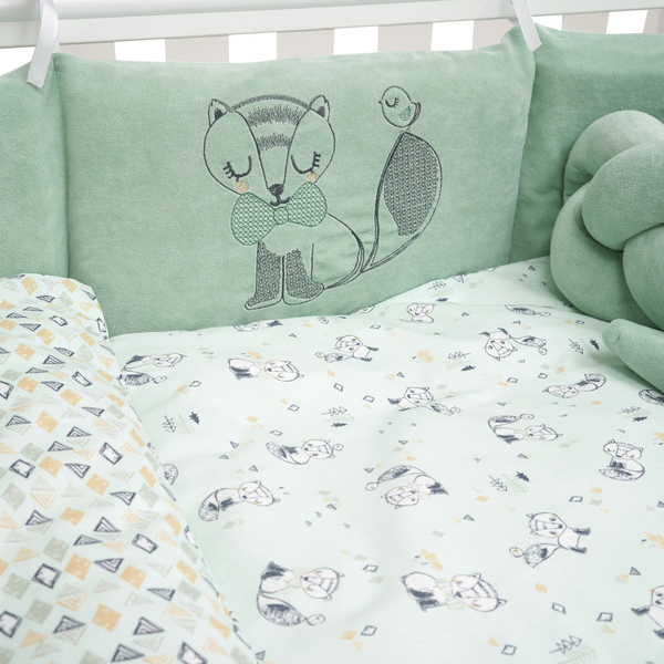Постільний комплект Twins Be Happy з пледом, 8 елементів, м'ятний (4078-TBH-14) - Pampik - 11