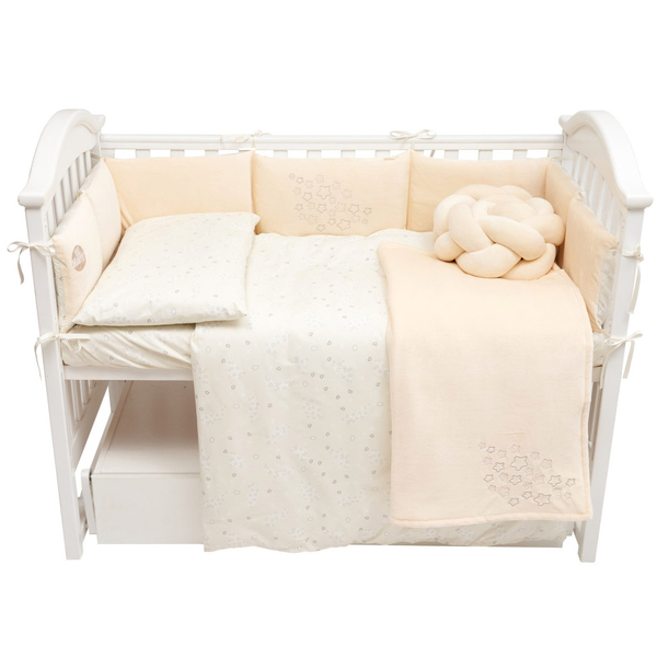 Постільний комплект Twins Be Happy з пледом, 8 елементів, кремовий (4078-TBH-202) - Pampik