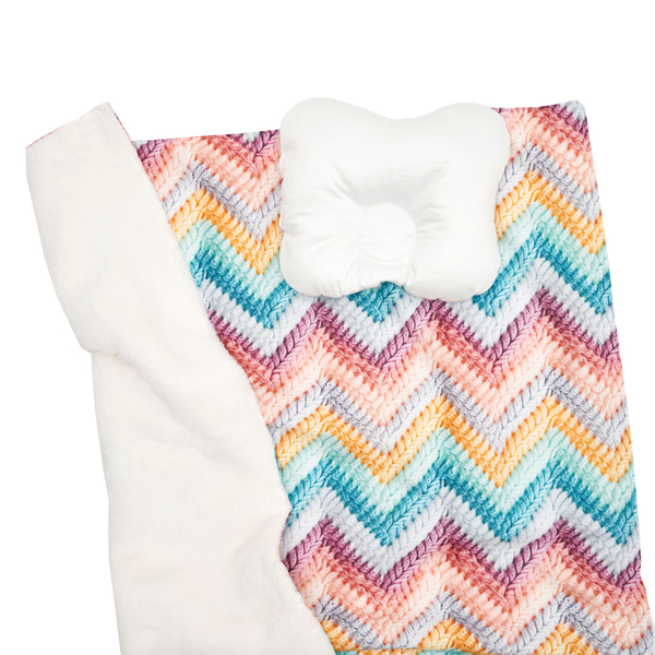 Плед і подушка ортопедична Twins 4D Зигзаг, велюр, 90х90 см, мультиколор (1431-T4D-24) - Pampik - 2