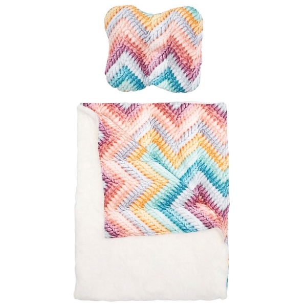 Плед і подушка ортопедична Twins 4D Зигзаг, велюр, 90х90 см, мультиколор (1431-T4D-24) - Pampik