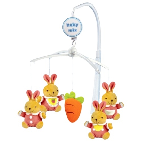 Мобіль Baby Mix Кролики TK-708M, плюшевий, механічний (10250) - Pampik