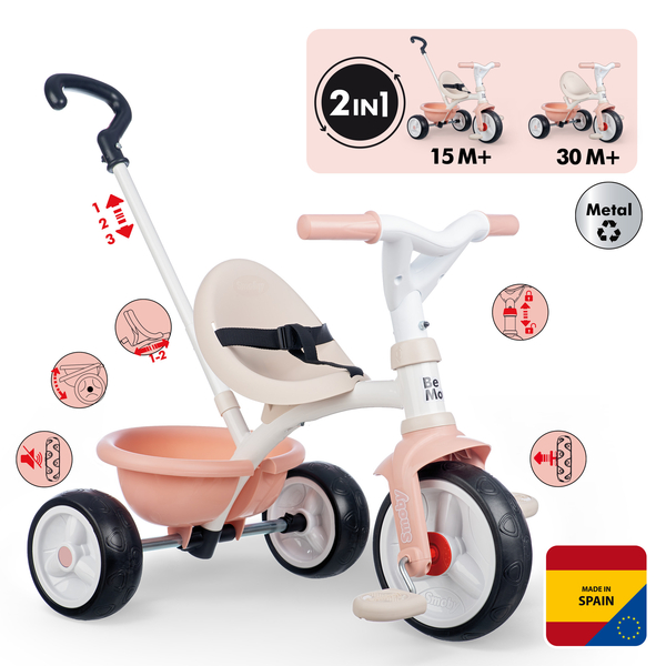 Трехколесный велосипед 2 в 1 Smoby Toys Би Муви Розовая жемчужина (7600740339) - Pampik - 2