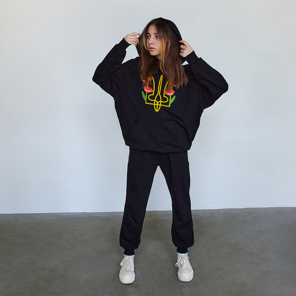 Худі Garnamama Basic Hoodie 2-х нитка наклейка вышиванка 128 Черный (1052151.1418011) - Pampik - 2