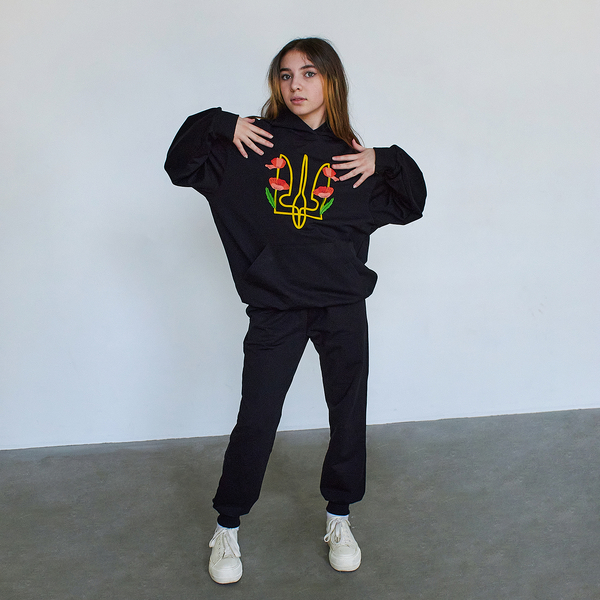 Худі Garnamama Basic Hoodie 2-х нитка наклейка вышиванка 128 Черный (1052151.1418011) - Pampik - 3