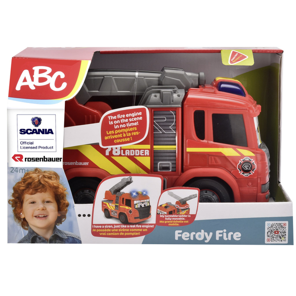 Пожежна машина Dickie Toys АВС Сканія Ферді з поворотною драбиною, звук, світло, 25 см (4114005) - Pampik - 7