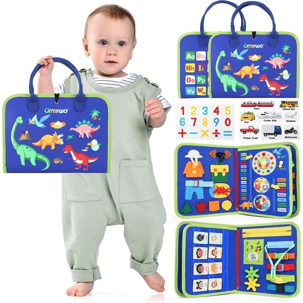 Детская развивающая тактильная сумочка-бизиборд Urmywo, голубой (UMMZBAL) - Pampik - 6