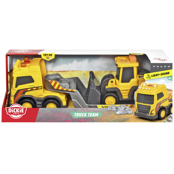 Ігровий набір Dickie Toys Вантажівка Вольво з навантажувачем, звук, світло, 32 см (3725009) - Pampik - 2