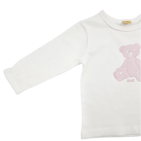 Кофточка лонгслив Steiff, хлопок, 3 мес., белый (6312201/7411) - Pampik - 3