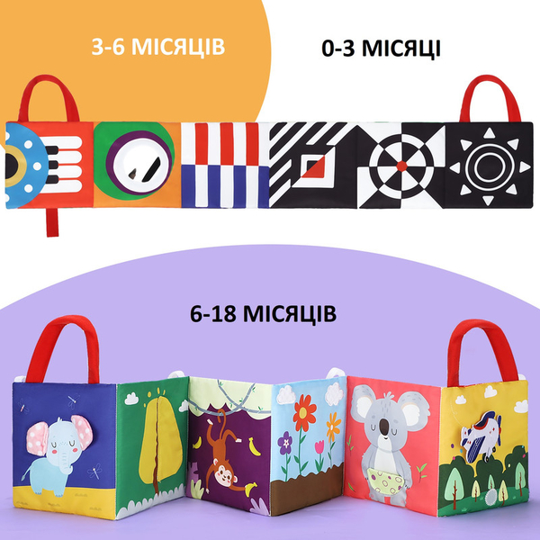 Дитяча розвиваюча текстильна книга Urmywo (UMWLBS01AY) - Pampik - 3