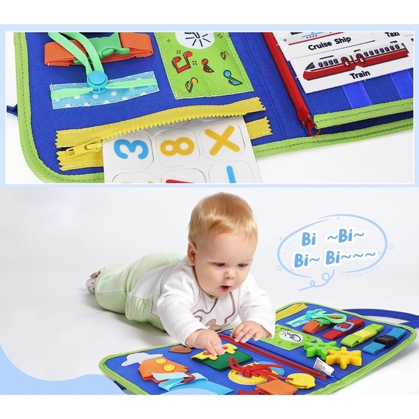 Детская развивающая тактильная сумочка-бизиборд Urmywo, голубой (UMMZBAL) - Pampik - 8