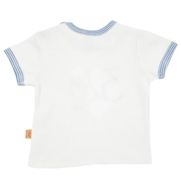 Комплект футболка и шорты Steiff, хлопок, 2 мес., белый с голубым (6632826/16457) - Pampik - 3