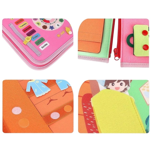 Дитяча розвиваюча тактильна сумочка-бізіборд Urmywo, рожевий (UMMZBAI) - Pampik - 5