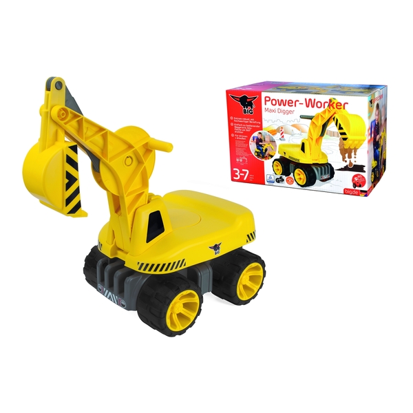 Екскаватор Big для катання малюка, жовтий (55811) - Pampik