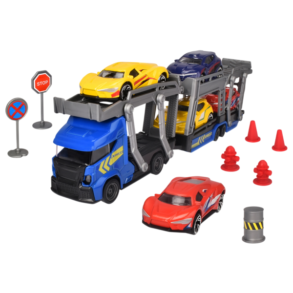 Ігровий набір Dickie Toys з автотранспортером, 5 металевими машинками та аксесуарами (3745012) - Pampik - 2