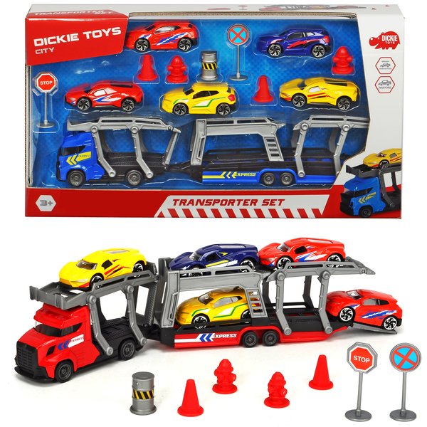 Ігровий набір Dickie Toys з автотранспортером, 5 металевими машинками та аксесуарами (3745012) - Pampik - 5