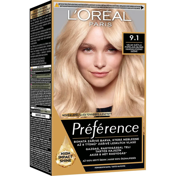Стойкая краска для волос L'Oreal Paris Preference 9.1 Oslo Viking Ash Blonde 174 мл - Pampik